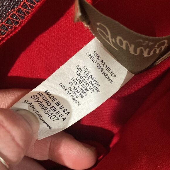 Fanny USA Long Beaded Cut Out Back Red Evening Dress Women size XL - Picture 16 of 16